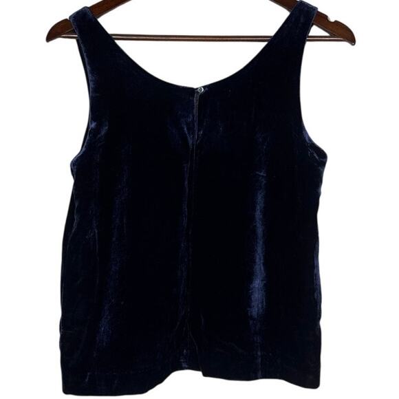 J. Crew Velvet Sleeveless Tank Top Key Hole Back Button Scoop Neck 4P Navy Blue - Picture 15 of 15